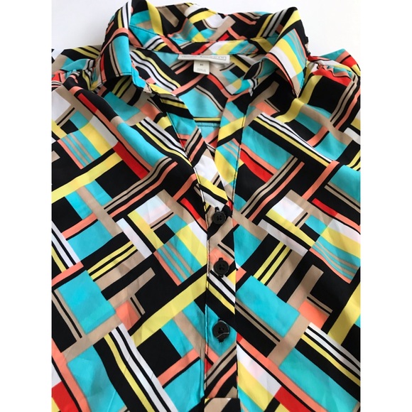 Dana Buchman Women’s Multicolored Half Button Down Sleeveless Top Size Medium - Picture 4 of 8